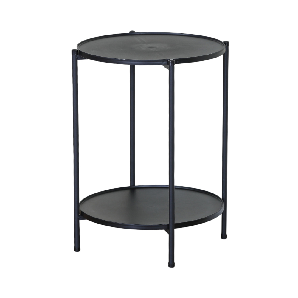 [MA-2nivel/GDX] Mesa auxiliar redonda doble nivel negra