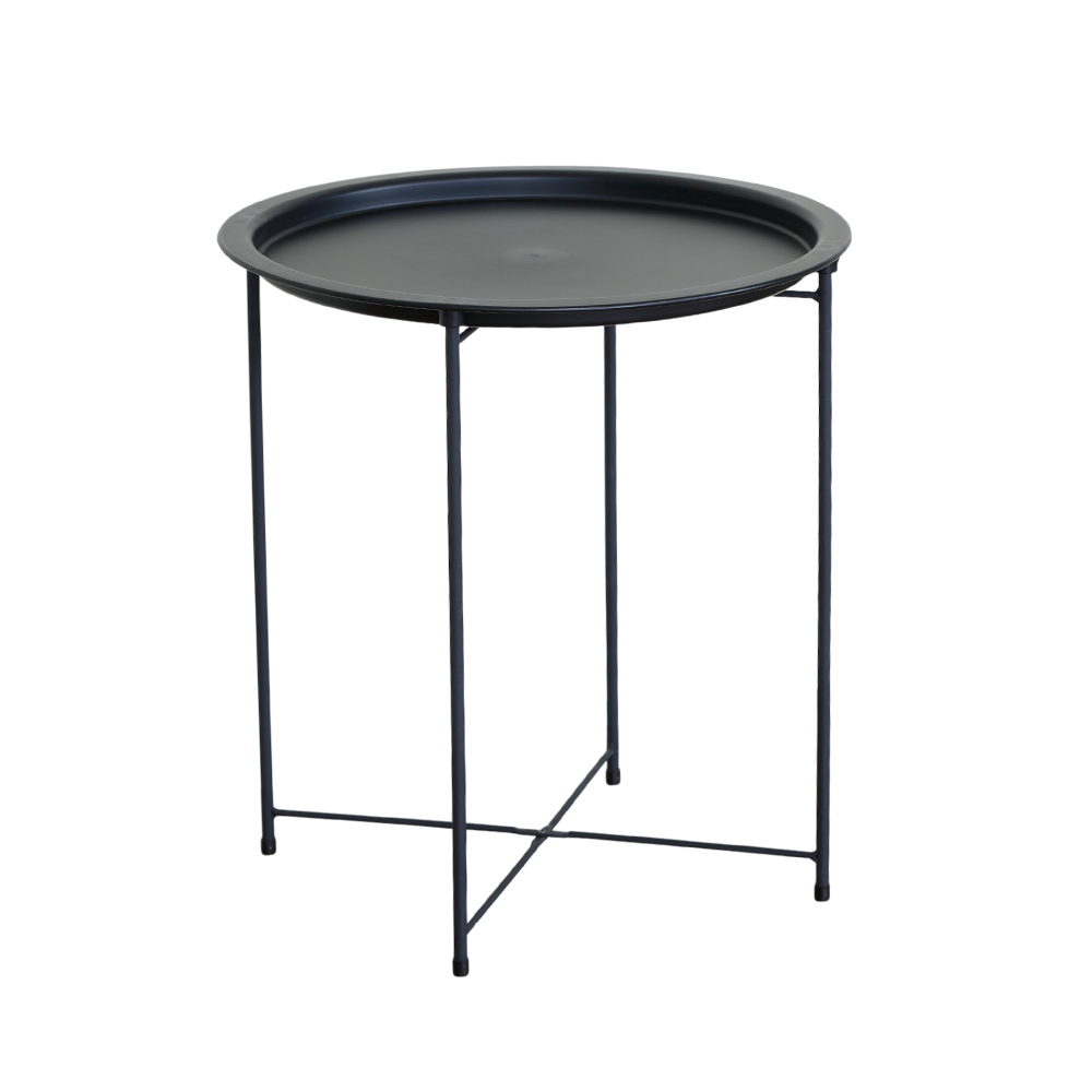 [MA-1nivel/GDX] Mesa auxiliar redonda negra minimalista