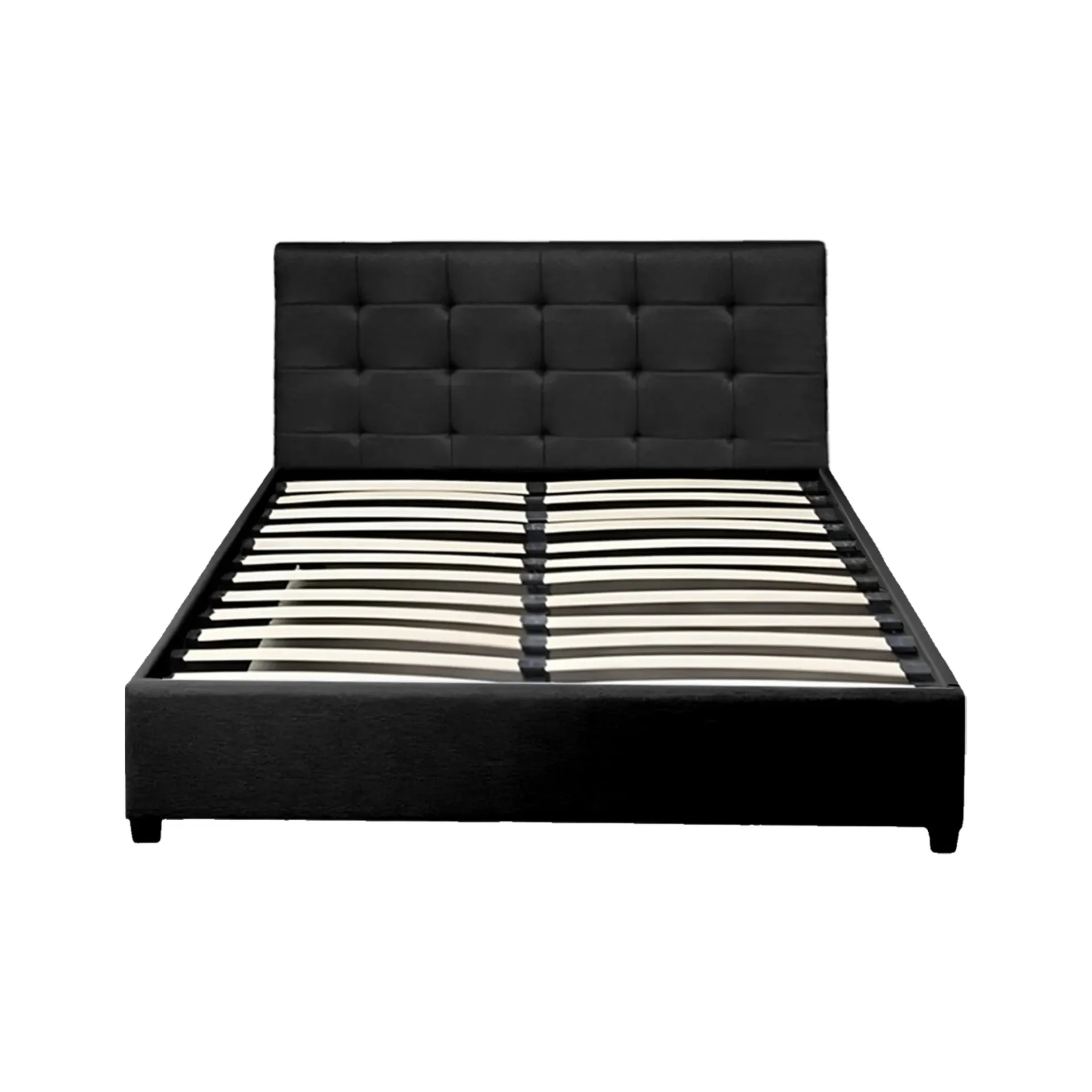 [Cama-PD054/Q/Neg] Base Con Cabecera Cama-PD054 de Madera Queen Lino Color Negro