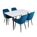 Comedor de Mármol con Sillas Azules