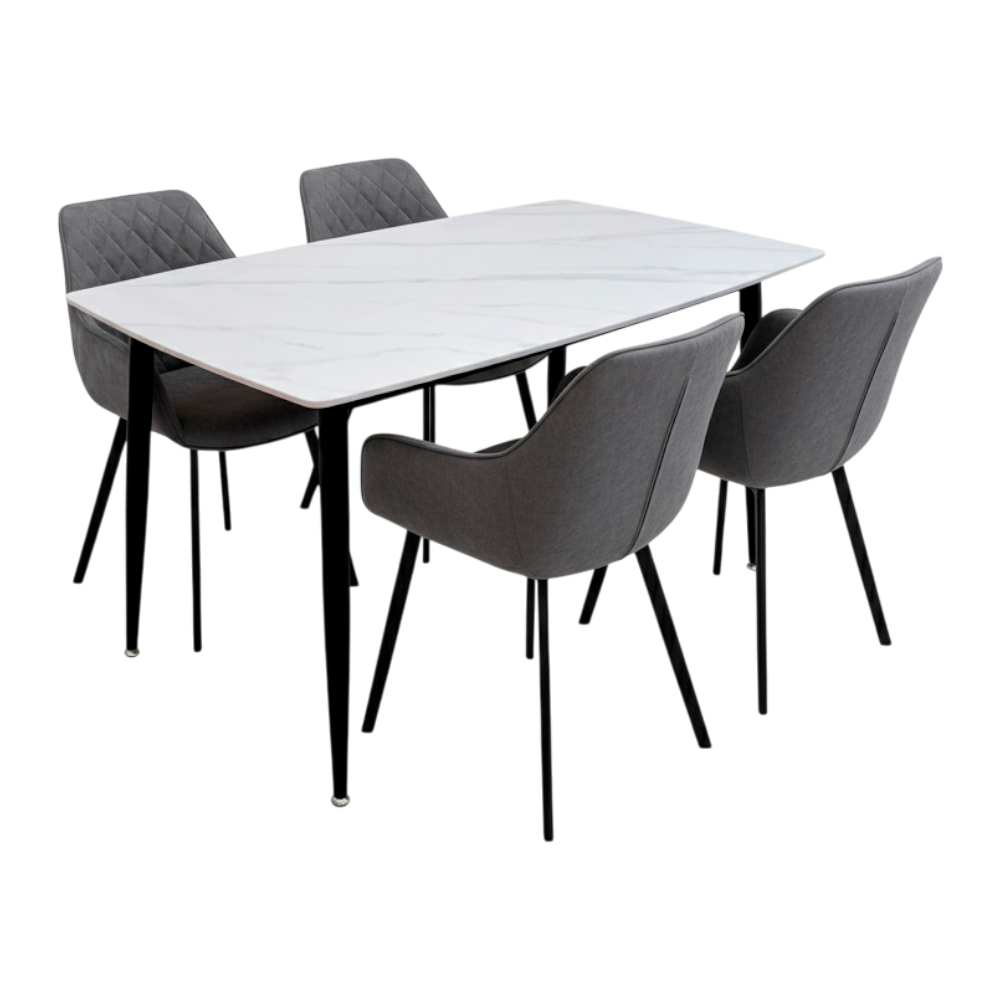 [CRoma-Marmol/Gri] Comedor de Mármol con Sillas Grises