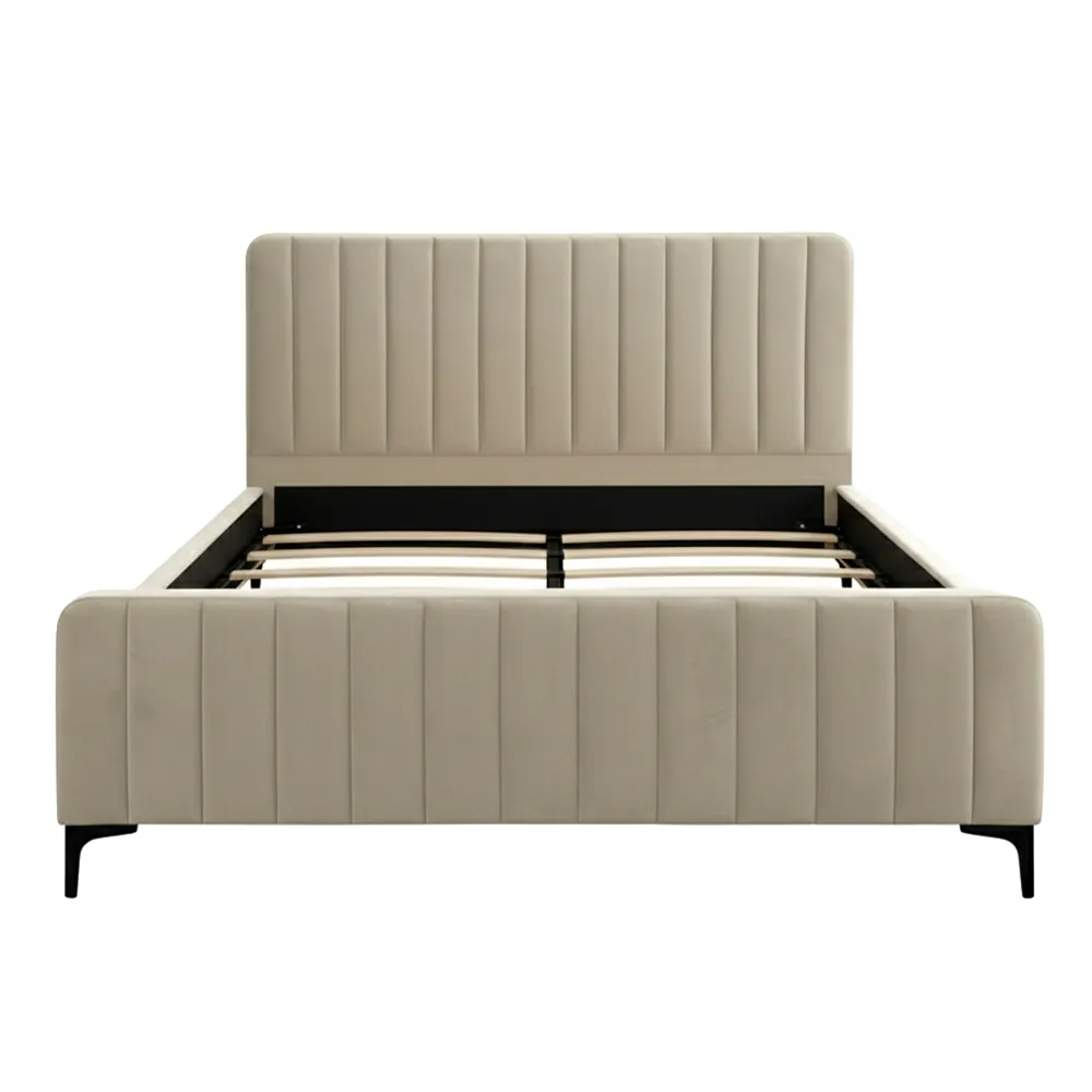 Base Con Cabecera Cama-9581de Madera King Color Bei
