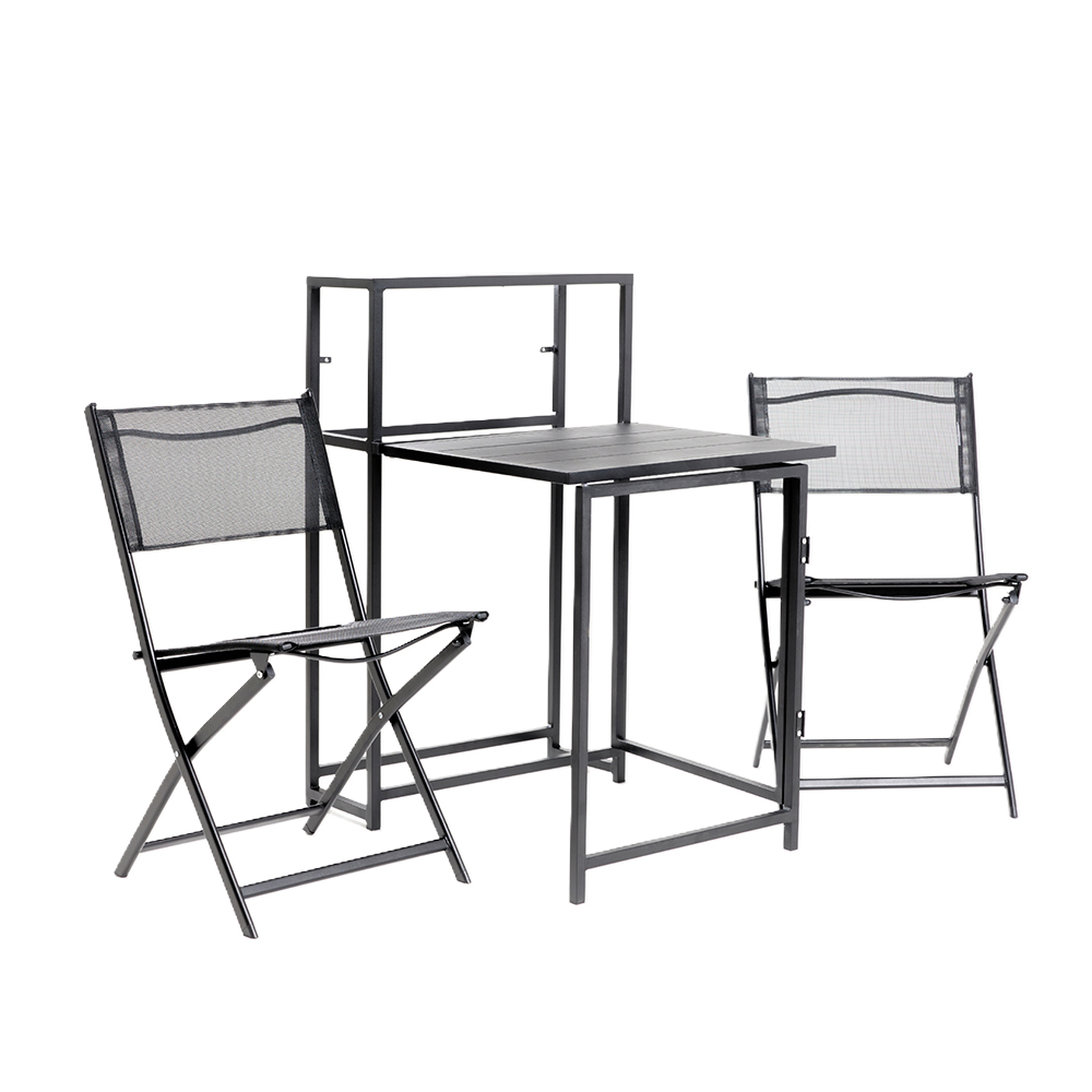 [BS-Terra/Neg] Set Terraza Plegable Mesa y 2 Sillas