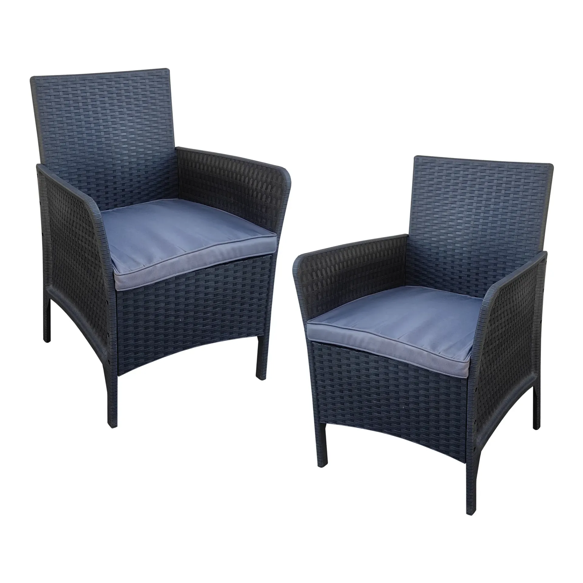 [2SECL-NeGri] 2 Sillas Para Comedor Exterior Plásticas  (Gris con negro)