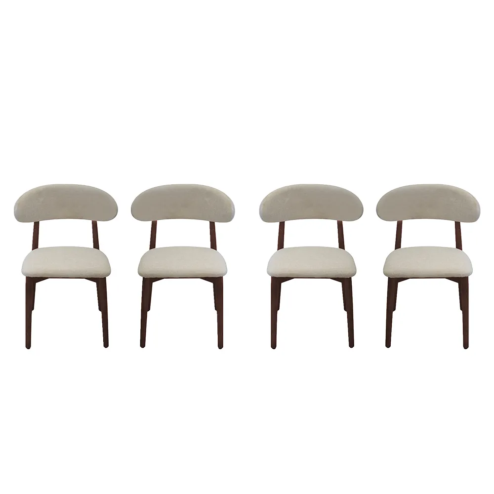Juego de 4 Sillas de Comedor Dinamarca Lino Beige y Madera