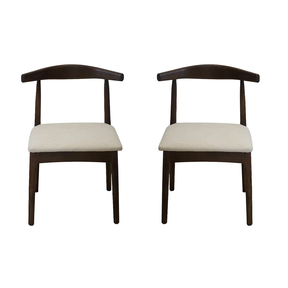 [2Silla-Nordico/Nogal] Set de 2 Sillas Nordico Madera Nogal y Beige