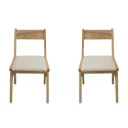 Juego de 2 Sillas Sira de Madera con Asiento de Tela Beige