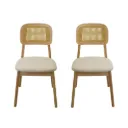 Set de 2 Sillas de comedor Vela de Madera y Ratán PE Café Claro