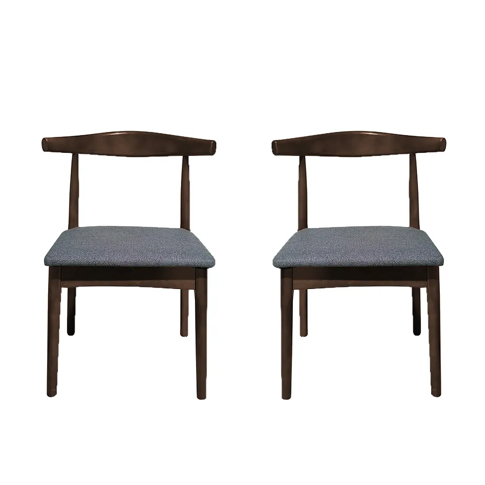 [2Silla-Nordico/Gri] Set de 2 Sillas Nordico Madera Nogal y Gris