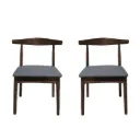 Set de 2 Sillas de comedor Nordico Madera Nogal y Gris