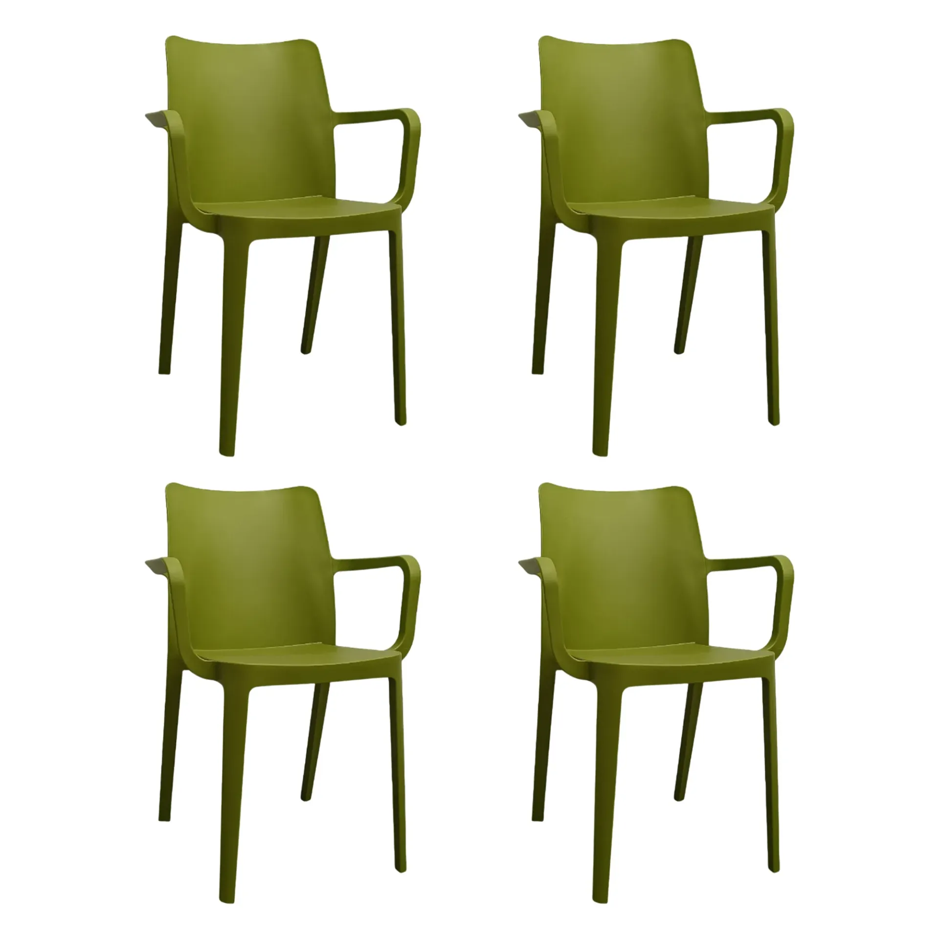 [4Silla-Solei/Ver/B] 4 Sillas Plásticas Solei Color Verde