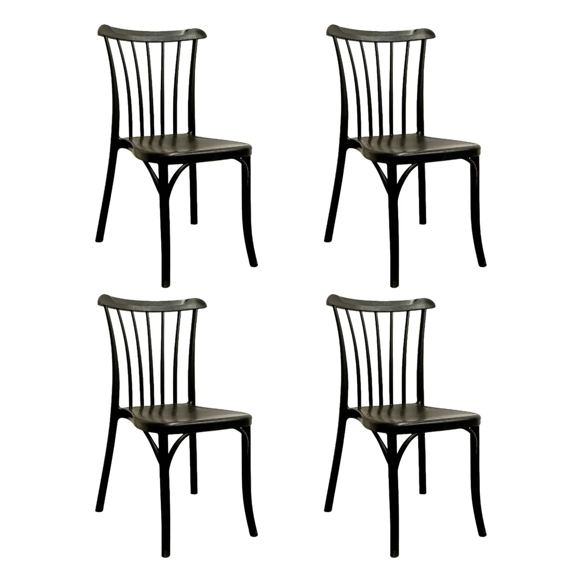[4Silla-Nordik/Neg] 4 Sillas Plásticas Nordik Color Negro