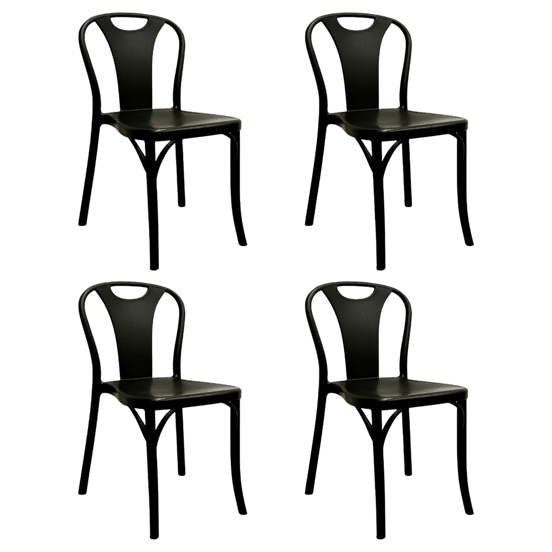 4 Sillas Plásticas Bistrot Color Negro