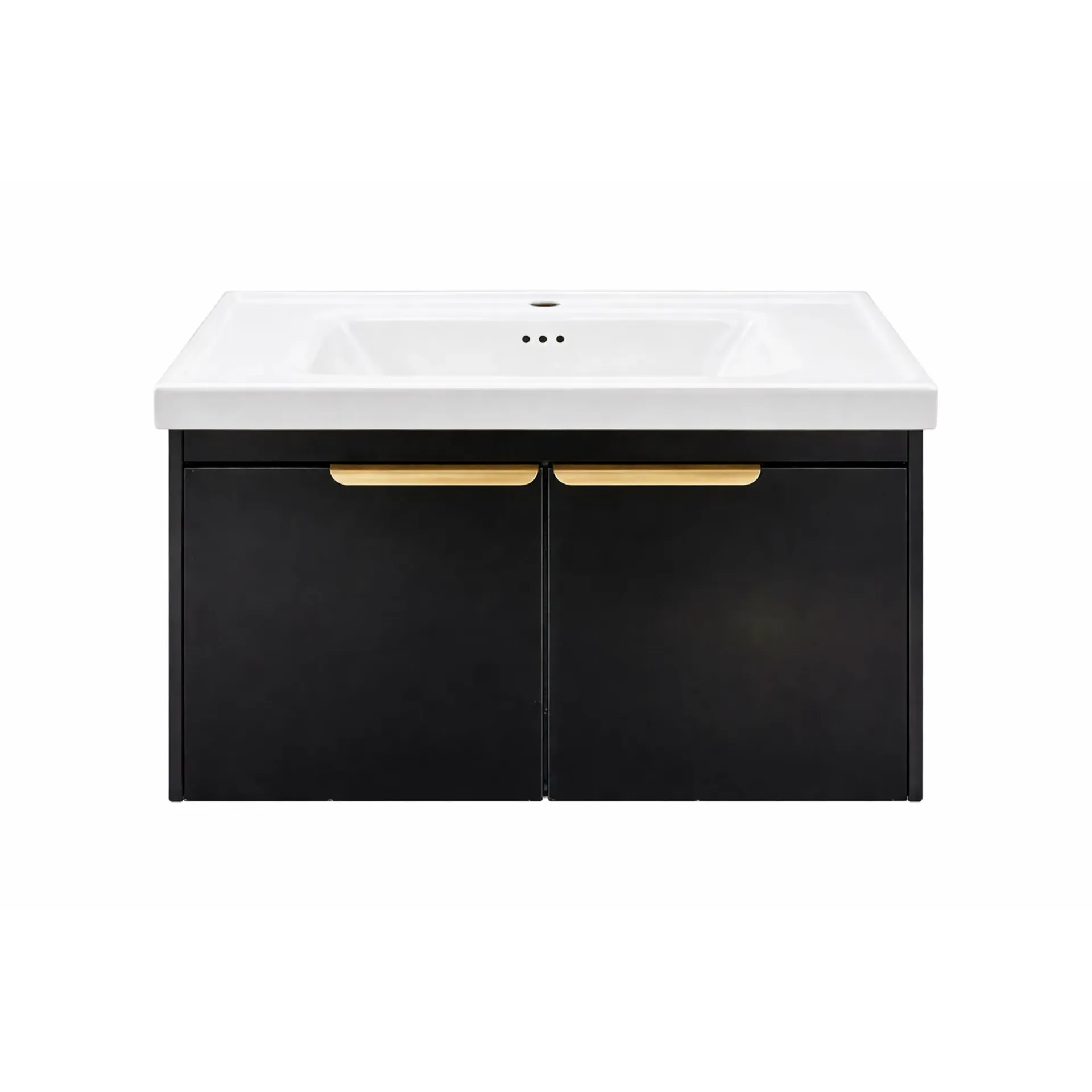 [GBaño-413/Neg] Lavamanos Flotante con Gabinete, Diseño Moderno Negro y Almacenamiento Funcional