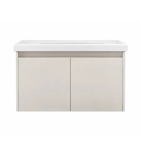[GBaño-55/Bei] Gabinete de Baño Flotante Beige con Lavabo Cerámico, Diseño Moderno y Almacenaje Funcional