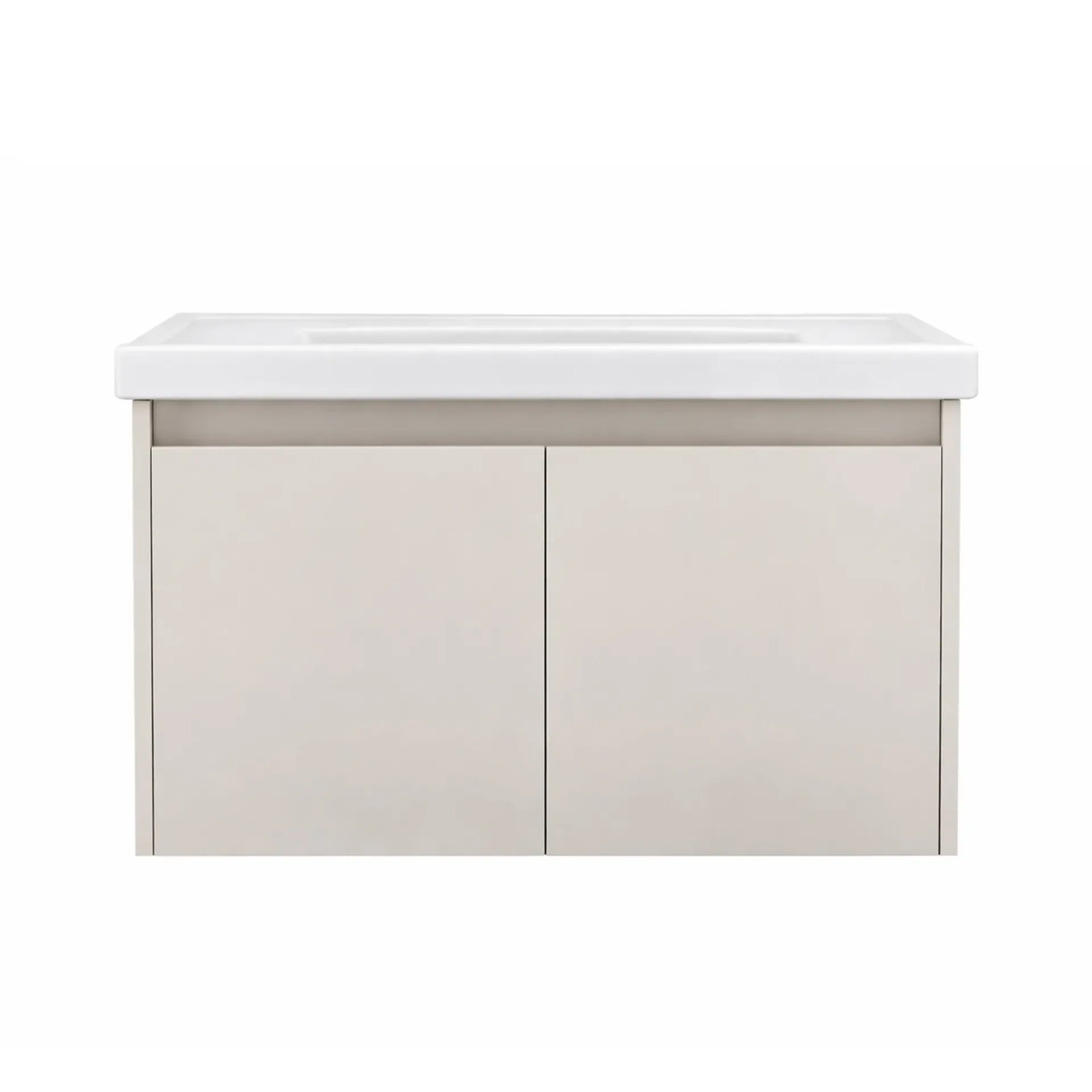 Lavamanos Flotante con Gabinete, Diseño Moderno Beige y Almacenamiento Funcional