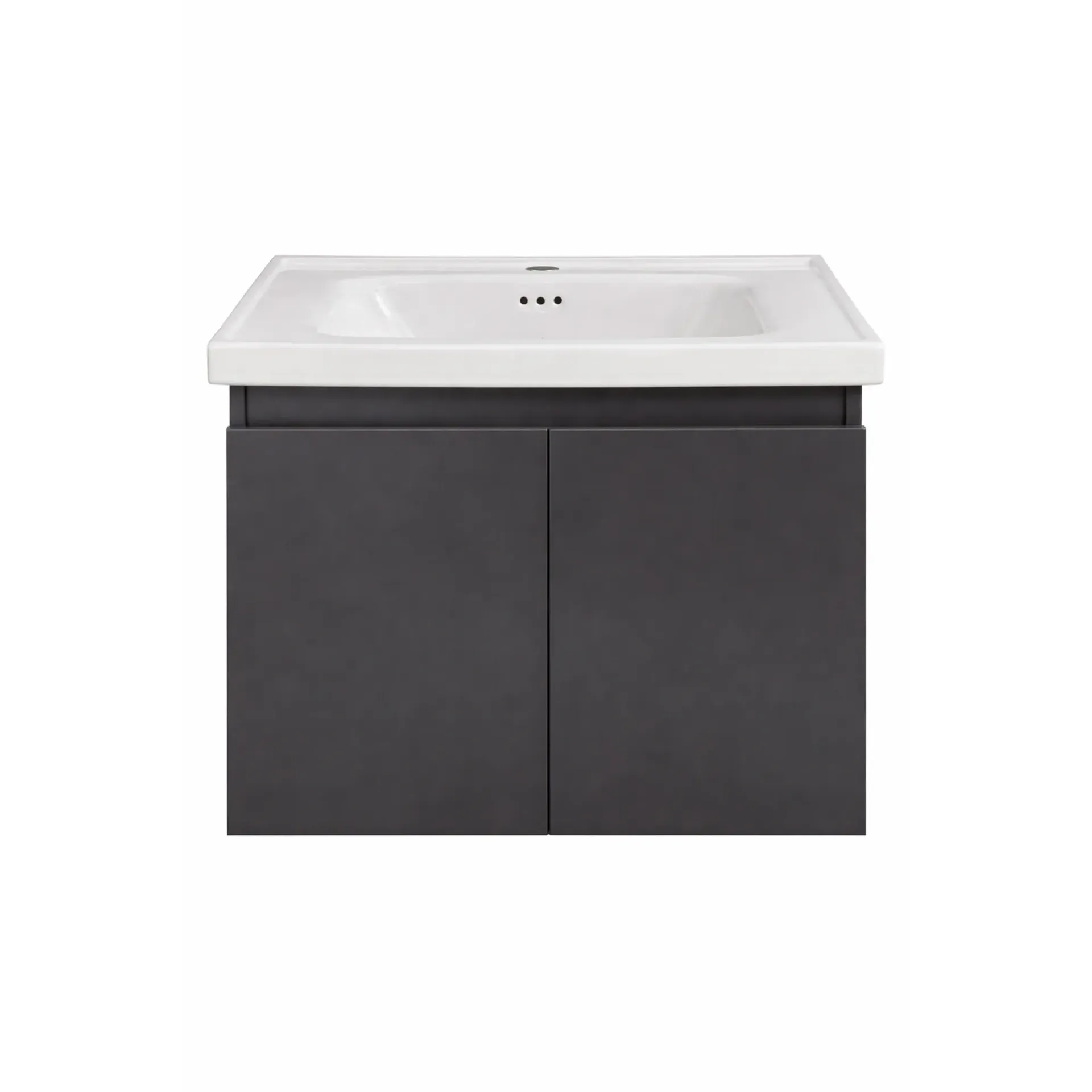 Gabinete de Baño Flotante Negro con Lavabo Cerámico, Diseño Moderno y Almacenaje Inteligente