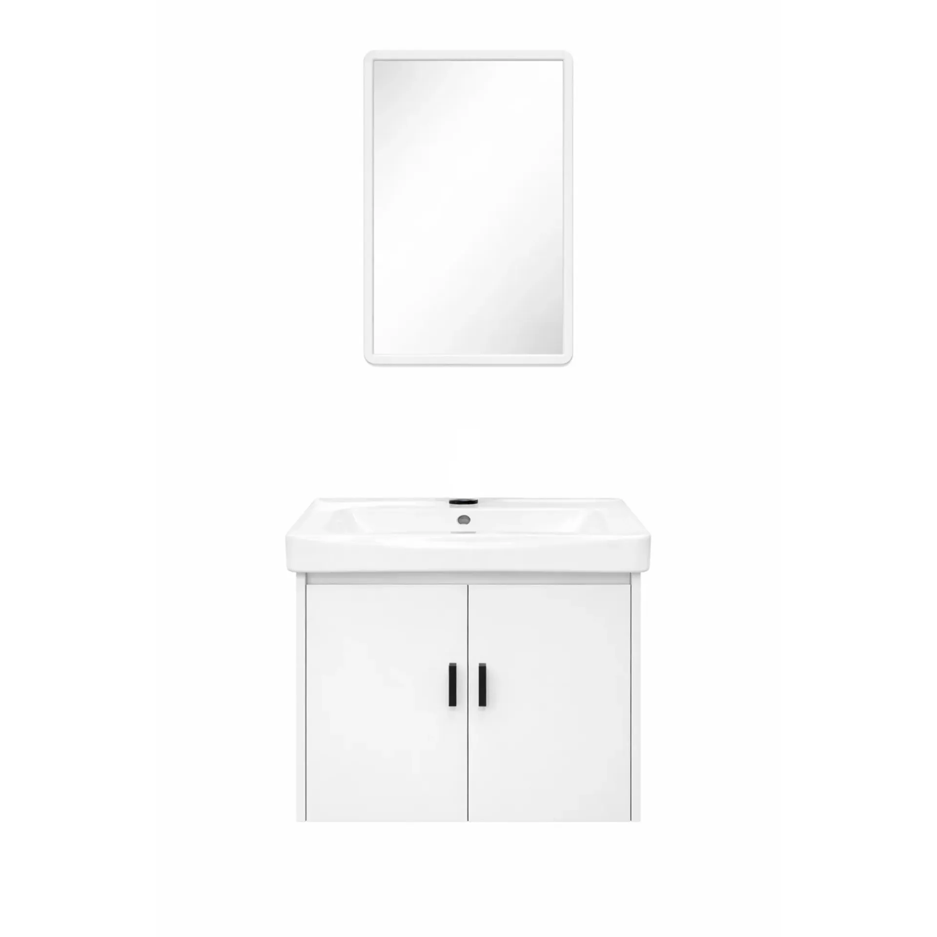Gabinete de Baño Flotante Blanco con Lavabo Cerámico y Espejo 60×40 cm con Diseño Compacto y Funcional