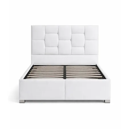 Base de Cama Tapizada Beige con Cabecera Acolchada