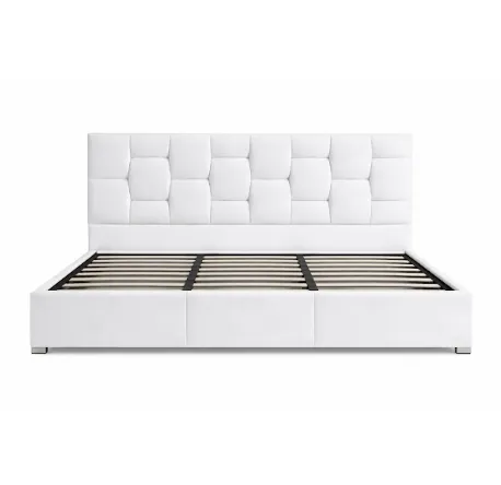 Base de Cama King Size Blanca Tapizada con Cabecera Acolchada