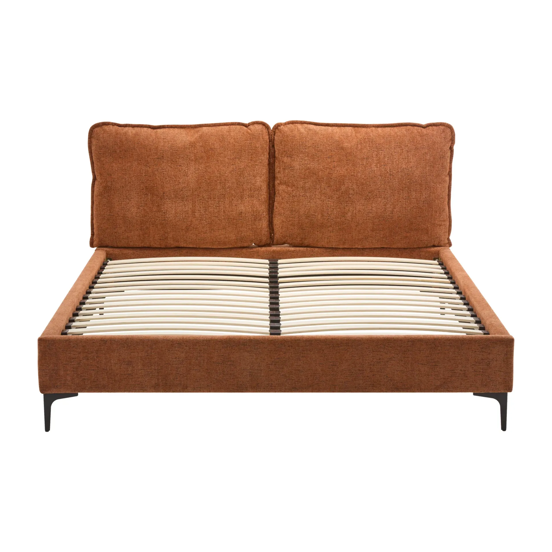 [Cama-XS9148-TerrM] Cama Matrimonial Tapizada en Marrón Terracota