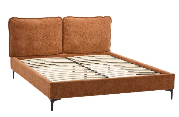 [Cama-XS9148-TerrM] Cama Matrimonial Tapizada en Marrón Terracota