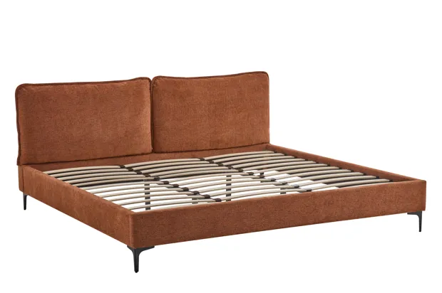 Cama King Tapizada en Marrón Terracota