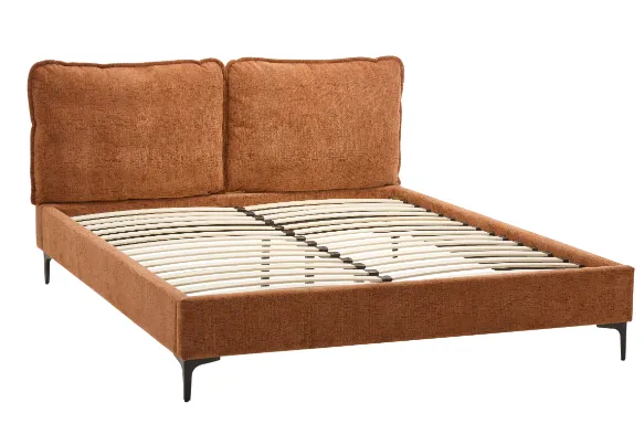 [Cama-XS9148-TerrK] Cama King Tapizada en Marrón Terracota