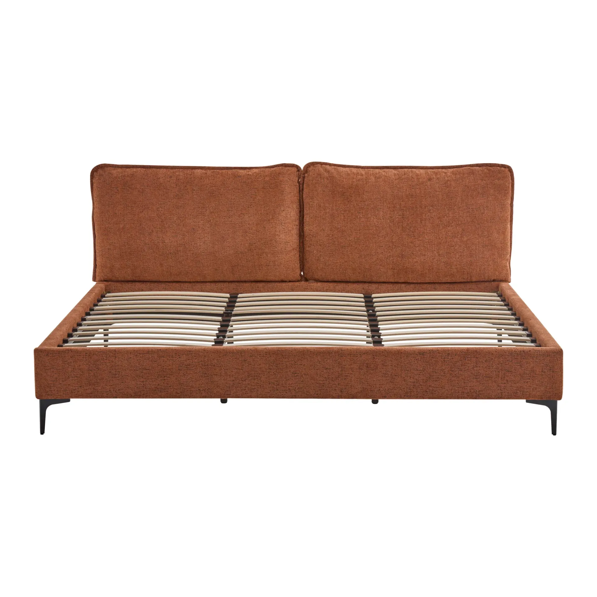 [Cama-XS9148-TerrK] Cama King Tapizada en Marrón Terracota