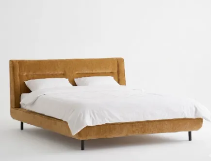 [Cama-XS9154-BeiIn] Cama Individual – Tapizada en Beige