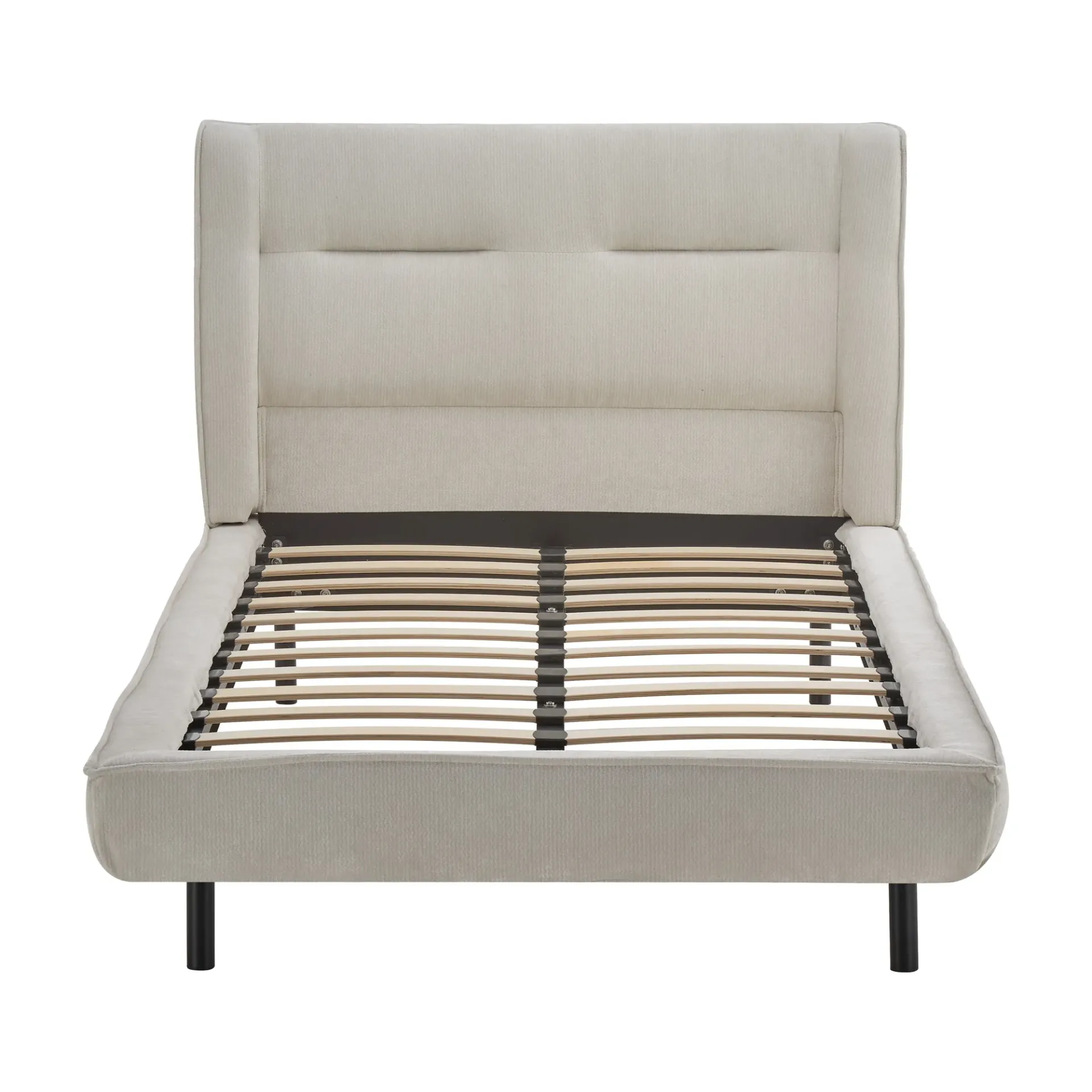 [Cama-XS9154-BeiIn] Cama Individual – Tapizada en Beige