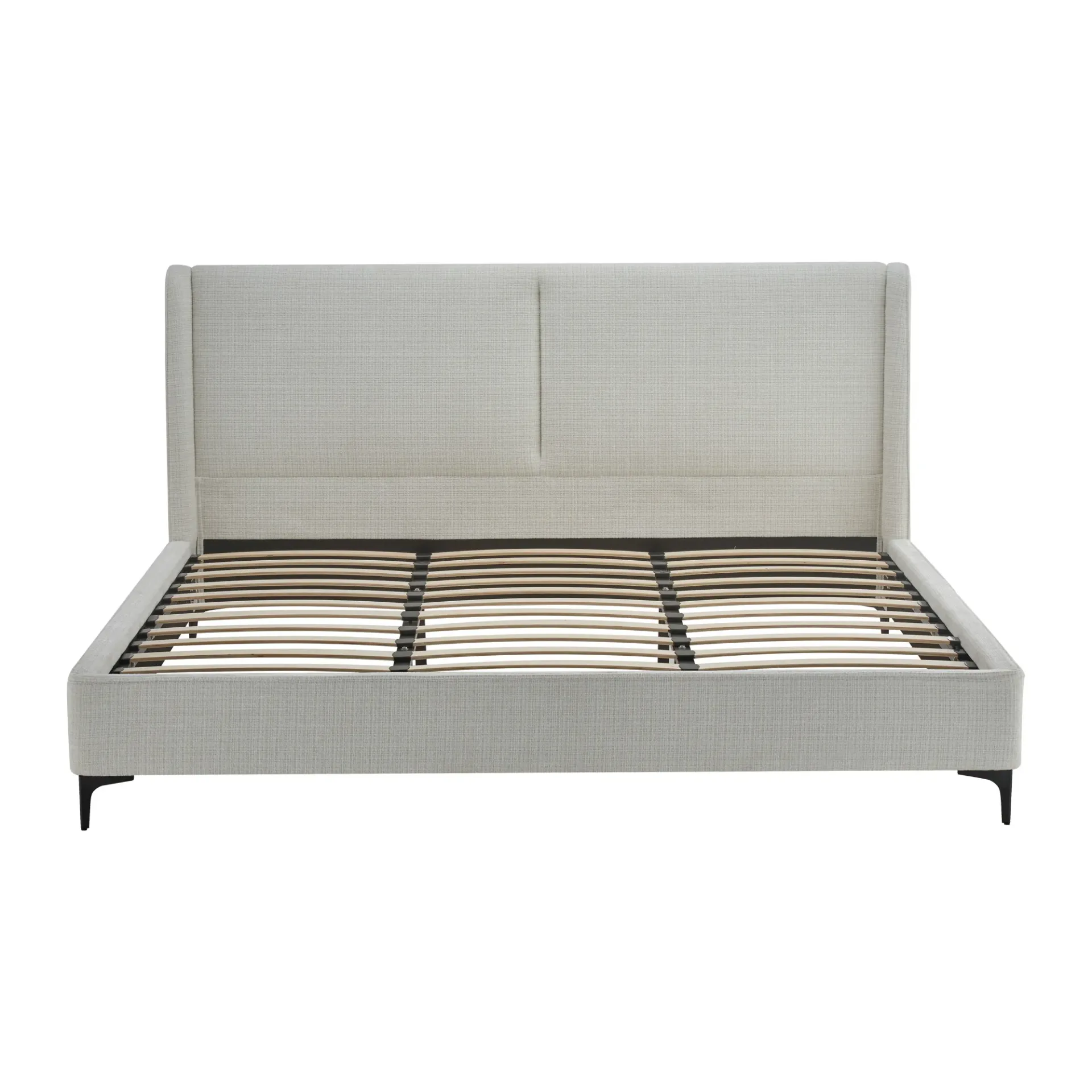 [Cama-XS9172-GriK] Cama King – Tapizada en Gris Claro