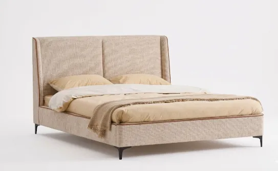 [Cama-XS9172-GriK] Cama King – Tapizada en Gris Claro