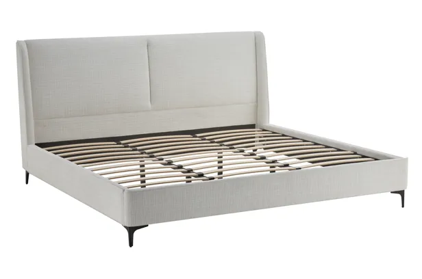 Cama King – Tapizada en Gris Claro