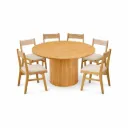 Comedor Redondo de Madera 120 cm con 6 Sillas Sira Modernas