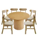 Comedor Kora Redondo Moderno de Madera con 6 Sillas