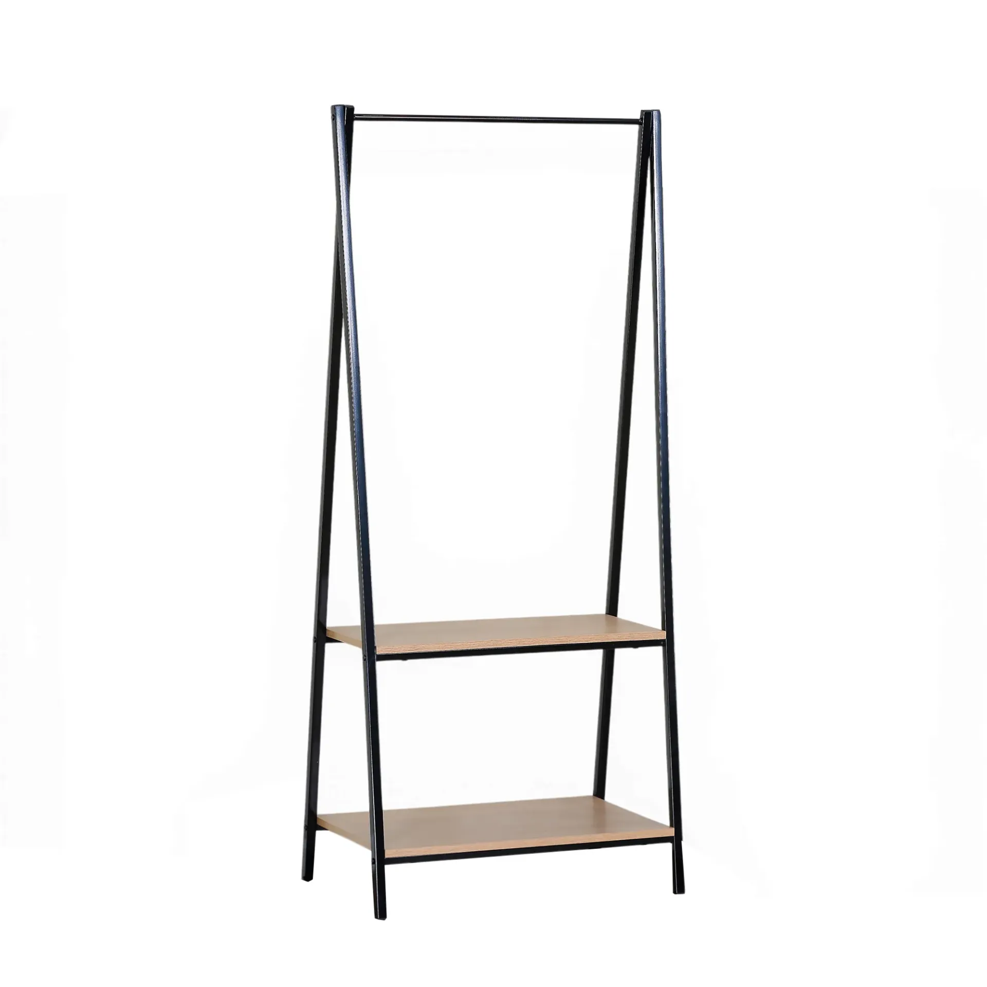 [PER-0150-Roble-GDX] Perchero con Repisas de Melamina y Metal