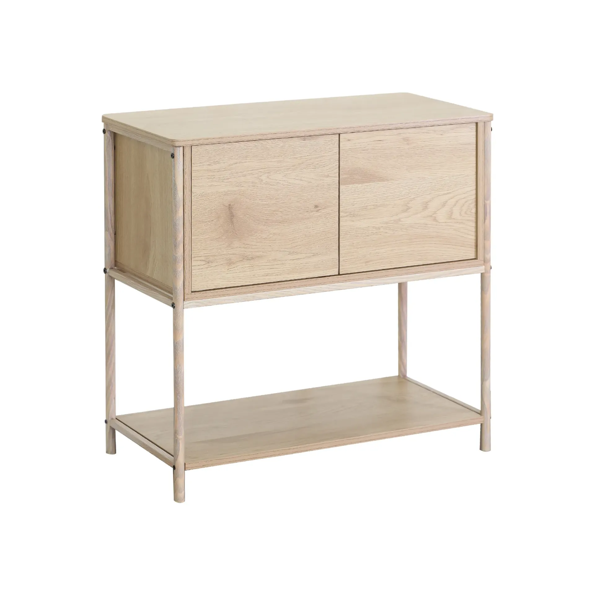 Mesa Consola Minimalista Madera Clara con Almacenamiento