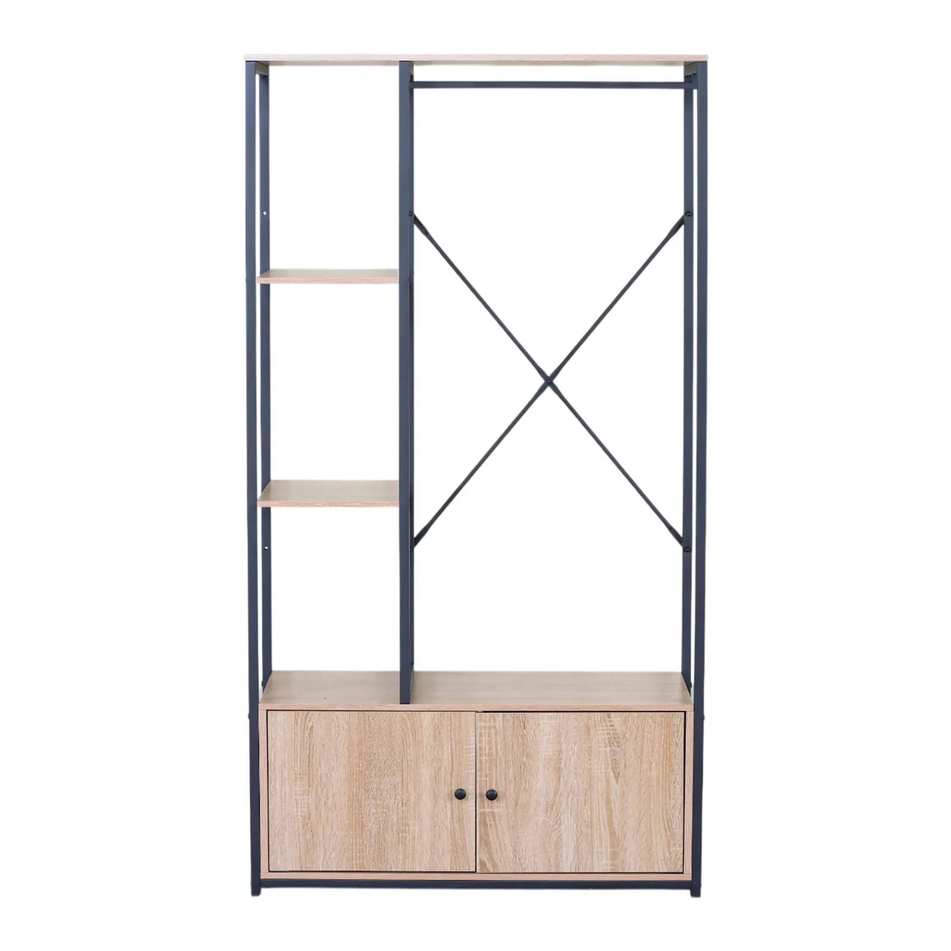 [Per-0167-Roble-GDX] Clóset Abierto con Repisas y Gabinete 90 cm