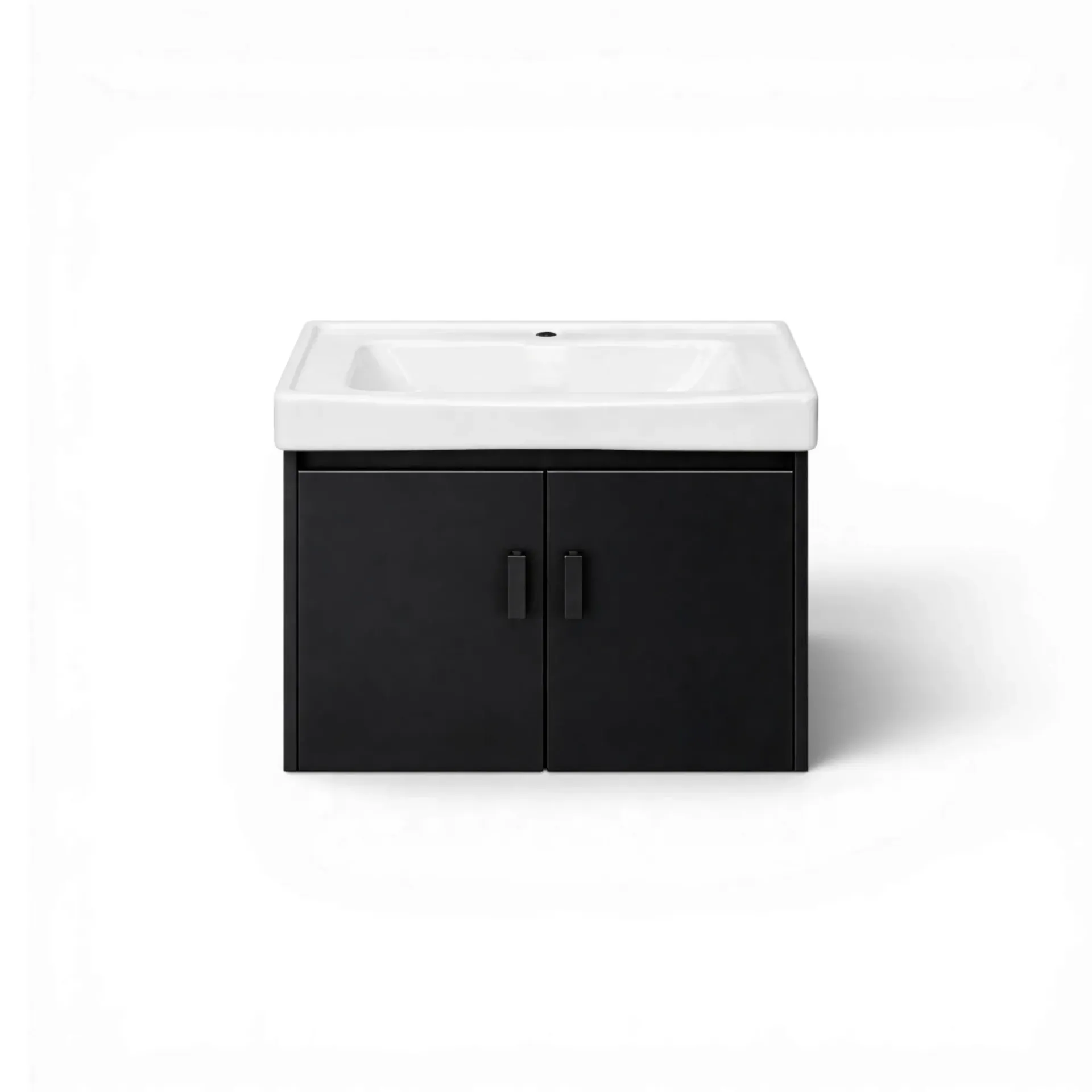 Gabinete de Baño Flotante Negro con Lavabo Cerámico