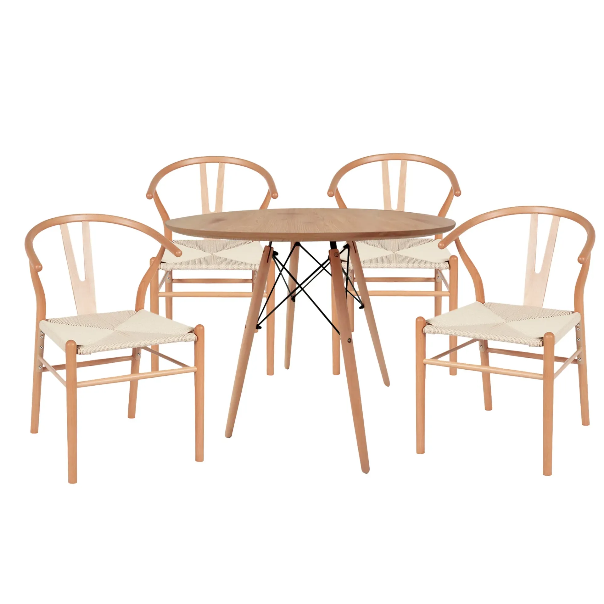 Comedor 4 personas con Silla Bone Nat y Mesa Olso