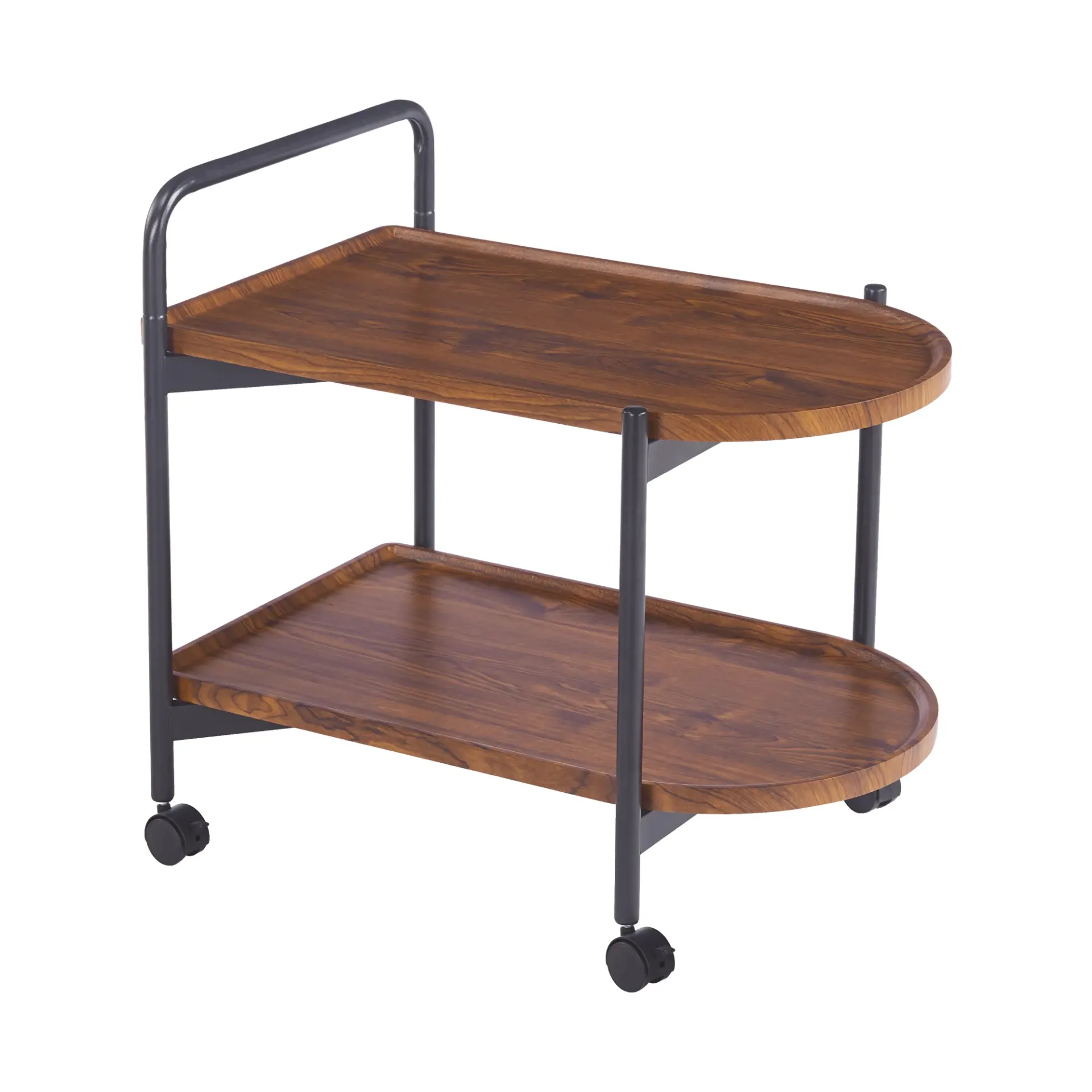 Carrito auxiliar 2 niveles roble con ruedas