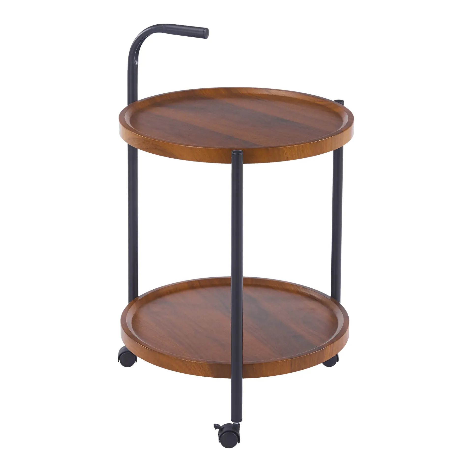 [CA-6586/Roble] Carrito Auxiliar Roble 2 Niveles con Ruedas