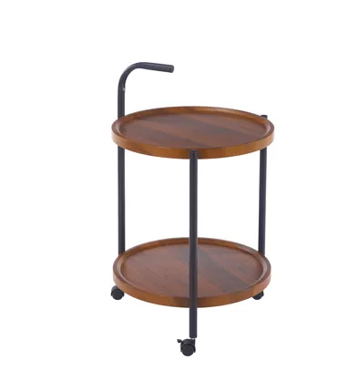 Carrito Auxiliar Roble 2 Niveles con Ruedas