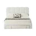 Cama Individual Bouclé Blanco con Cajón