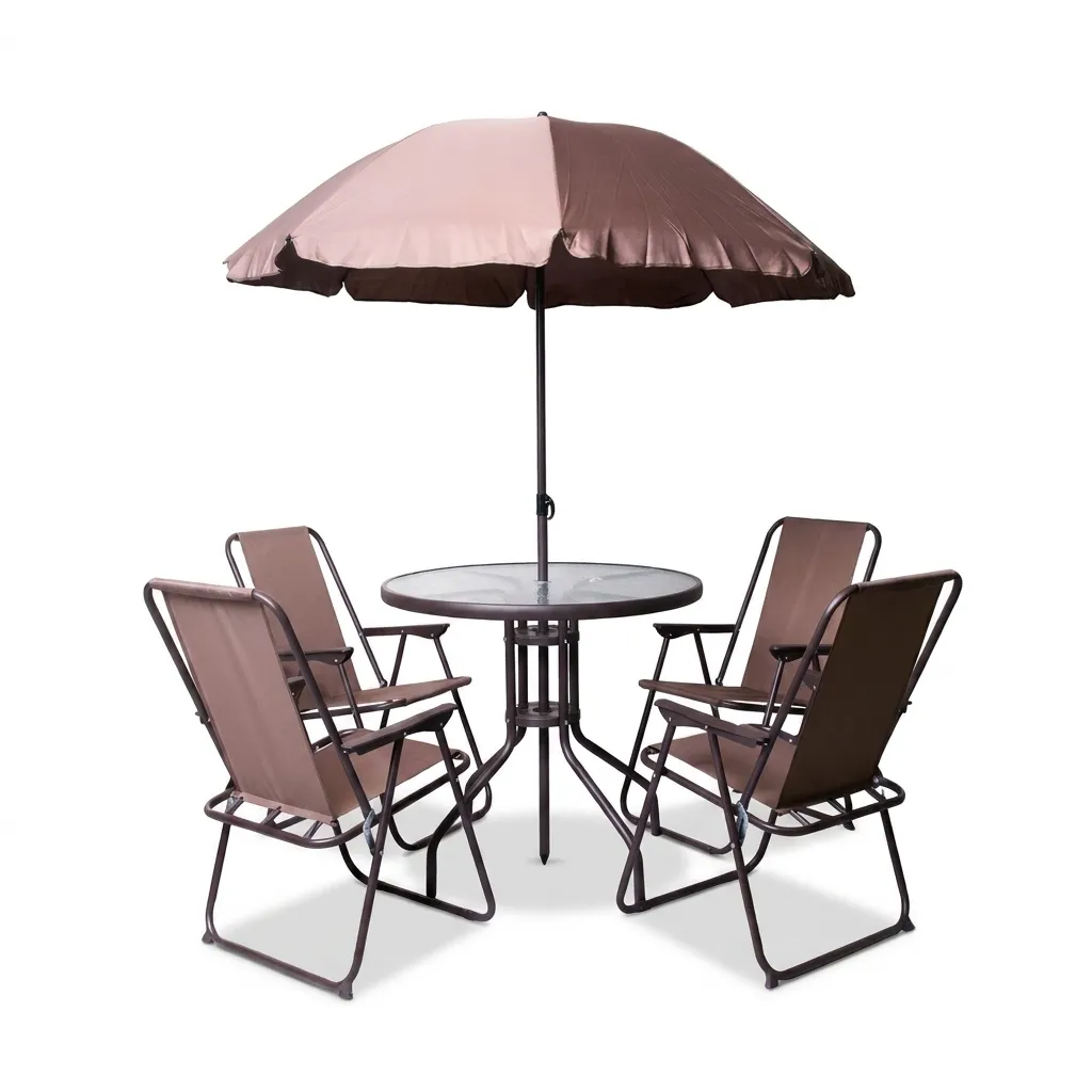 [Sala-Playa-Caqui] Comedor de Exterior Jardín 6 Piezas Caqui