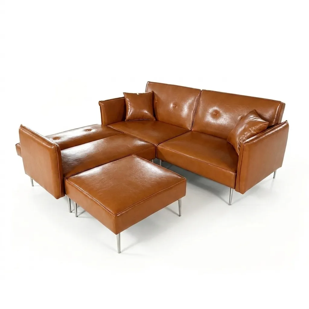 Sofá Cama Graz Café con Reposapiés Modular