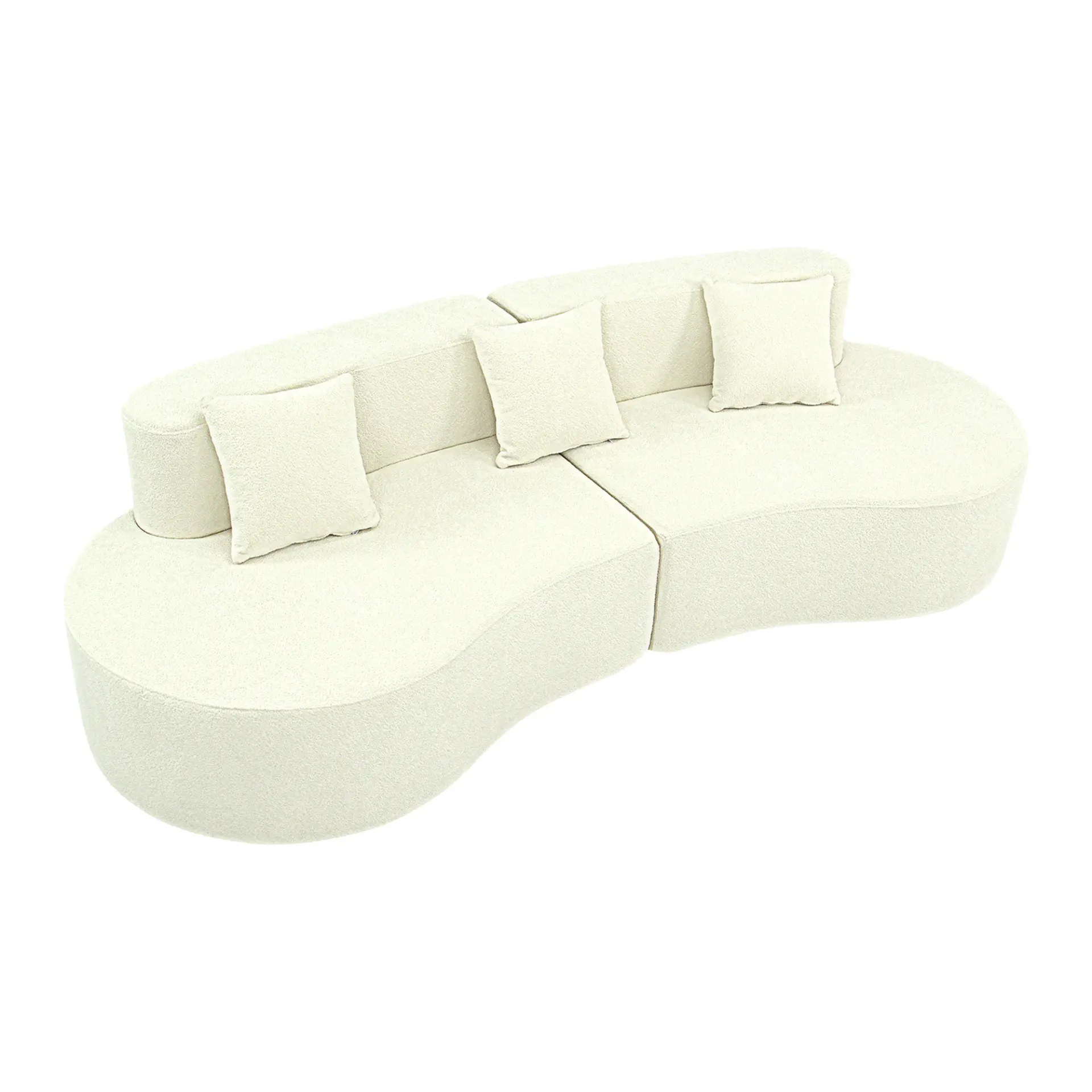 Sofá seccional curvo bouclé beige Lagos