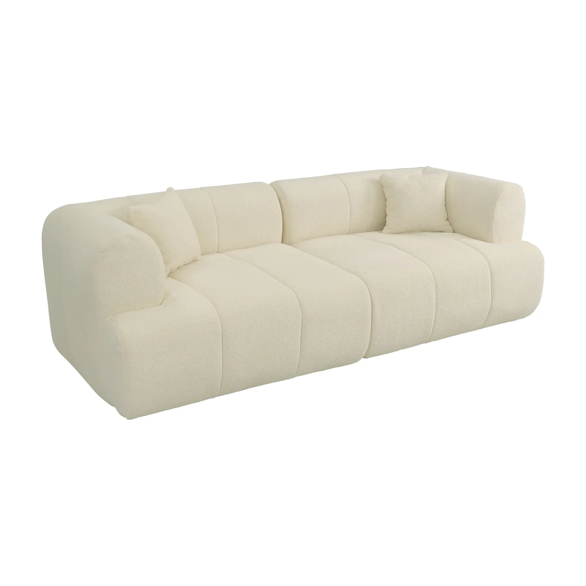 Sofá Block Modular Bouclé Beige Acolchado