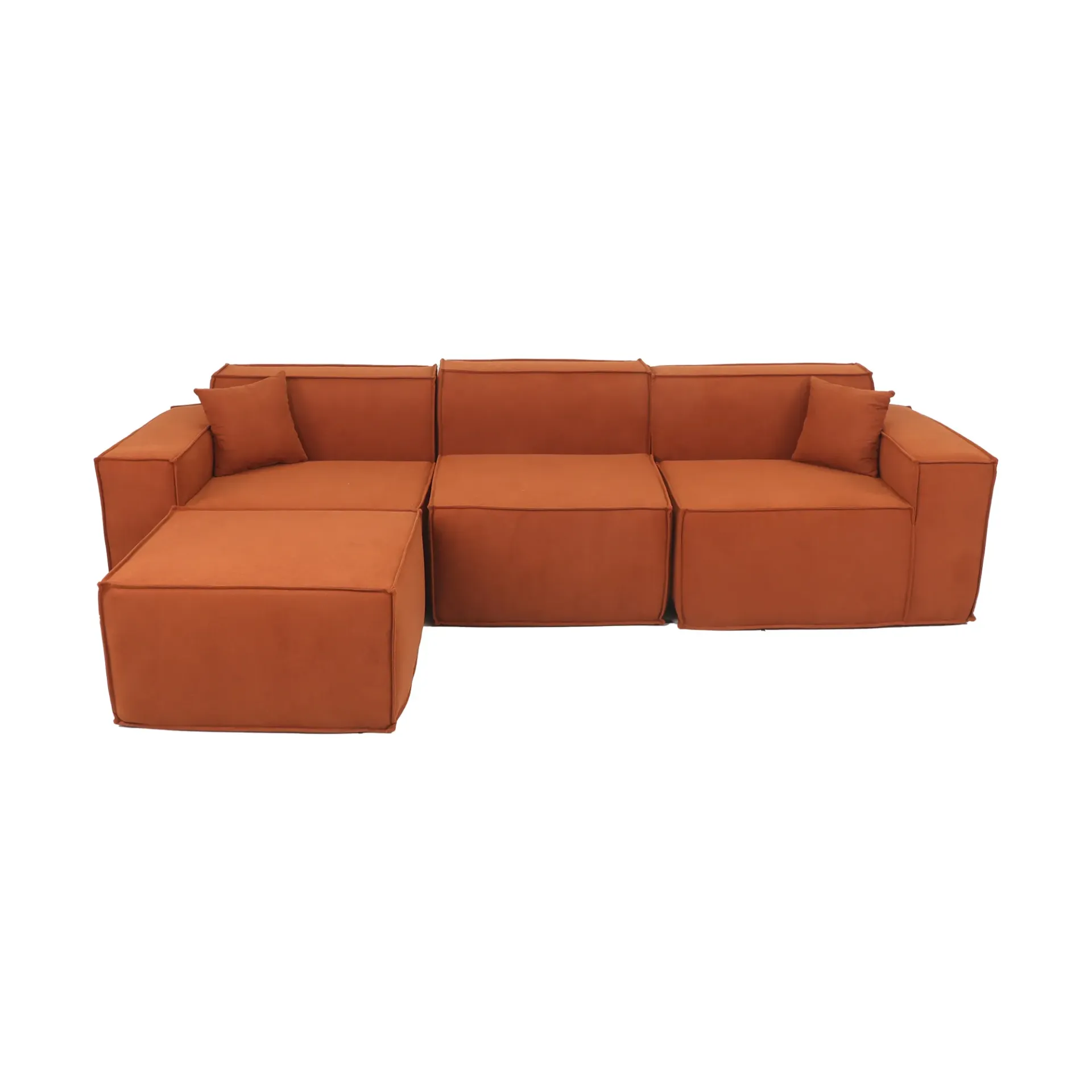 [Sofa4P-Siena/Caf] Sofá Siena Modular Terracota con Puff 4 Piezas